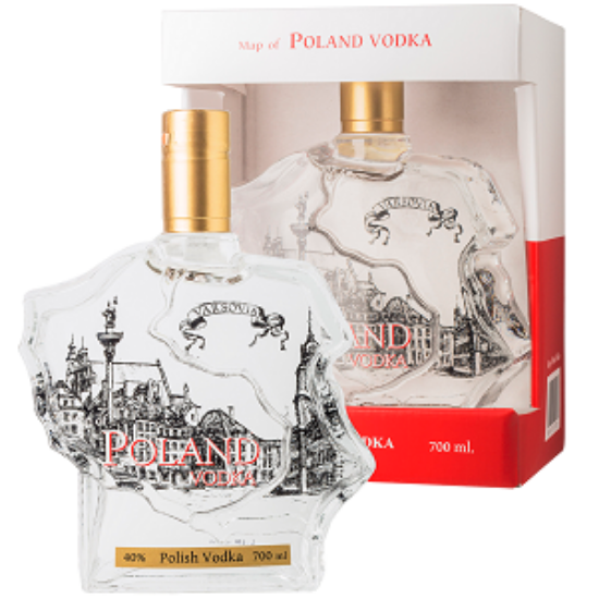 Picture of Vodka  Map of Poland Warsaw 40% Alc. 0.7L (Case=6)